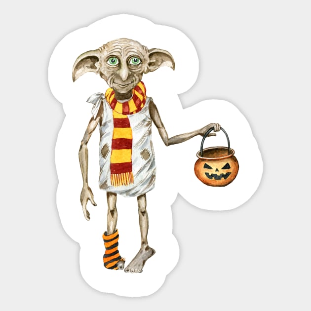 Halloween, watercolor pumpkins,elf, scarf Sticker by Simple Wishes Art